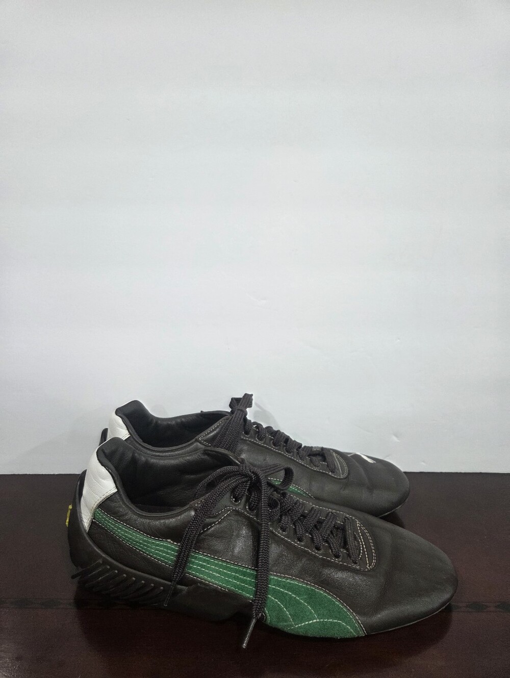Puma Mihara Yasuhiro Men’s Black Leather  Sneakers with Green Side Stripe Sz.12 - Picture 2 of 9